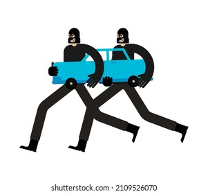 Thief Stolen Car. Criminal Stole Automobile. Car Thief Vector Illustration