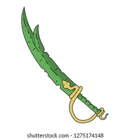 Thief Sword with Snake isolated on white background. Rogue Weapon. Vector Illustration for Your Design.