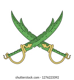 Thief Sword with Snake isolated on white background. Crossed Swords. Rogue Weapon. Vector Illustration for Your Design.