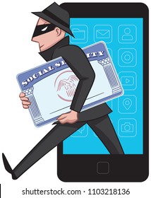 A Thief Takes Advantage Of An Unsecured Network To Steal Personal Information From A Phone.