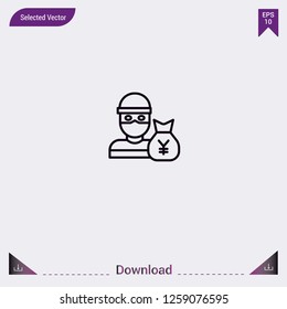 Thief vector icon. Modern, simple, isolated, flat best quality icon for web site designs or mobile apps. Vector illustration eps10.