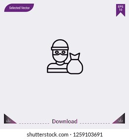 Thief vector icon. Modern, simple, isolated, flat best quality icon for web site designs or mobile apps. Vector illustration EPS10.