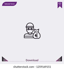 Thief vector icon. Modern, simple, isolated, flat best quality icon for web site designs or mobile apps. Vector illustration EPS10.