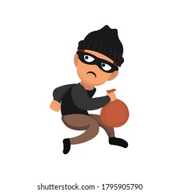Thief when stealing mascot design illustration pose
