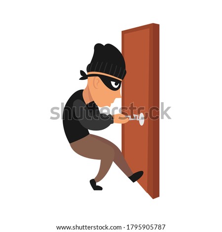 Thief when stealing mascot design illustration pose