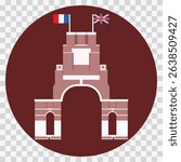 Thiepval Memorial to the Missing of the Somme Designed by Sir Edwin Lutyens simple vector illustration, simple of monument from france.