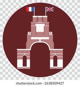 Thiepval Memorial to the Missing of the Somme Designed by Sir Edwin Lutyens simple vector illustration, simple of monument from france.