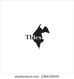 Thies map and black lettering design on white background