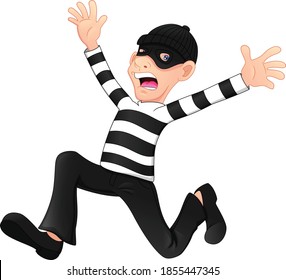Thieves ran away isolated on white background