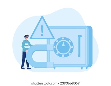  thieves try to break into the safe trending concept flat illustration