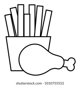 thigh chicken meat with french fries