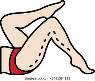 Thigh Lift treatment concept, trim excess fat upper legs vector icon design, Cosmetology or Cosmetologist Symbol, esthetician or beautician Sign, Beauty treatment stock illustration