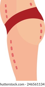 Thighplasty or Legs reshaping therapy concept, Human Body Lower Side View vector flat design, plastic surgeon Symbol, body contouring Sign, Beauty treatment stock illustration