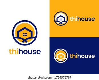 Dieses Haus Logo Design mit flachem Stil. Dieses Logo repräsentiert Haus-, Immobilien- und Bauideen.