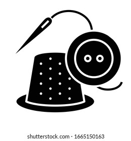 Thimble black icon, concept illustration, vector flat symbol, glyph sign.