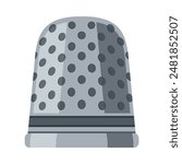 Thimble. A colored thimble icon. A metal object that helps with sewing and embroidery. Vector illustration isolated on a white background for design and web.