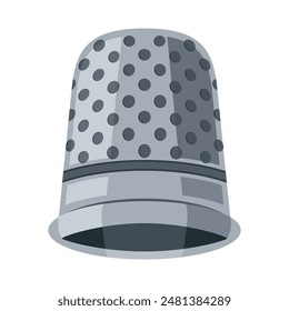 Thimble. A colored thimble icon. A metal object that helps with sewing and embroidery. Vector illustration isolated on a white background for design and web.