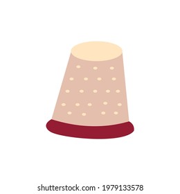 Thimble. Colorful vector illustration in hand drawn style isolated single. Sewing tool, finger safety