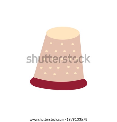 Thimble. Colorful vector illustration in hand drawn style isolated single. Sewing tool, finger safety