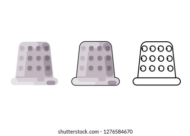Thimble finger guard craft tool sew cloth flat design isolated icon vector illustration