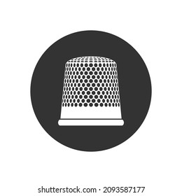 Thimble graphic icon. Thimble of tailor sign in the circle isolated on white background. Hand sewing symbol. Vector illustration