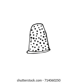 Thimble for hand made in doodle style. For print, decor and creative design