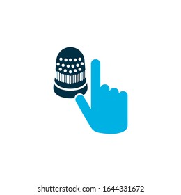 Thimble icon colored symbol. Premium quality isolated protect element in trendy style.