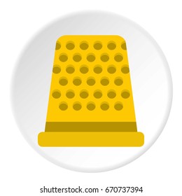 Thimble icon in flat circle isolated vector illustration for web