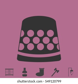Thimble icon flat. Simple vector grey pictogram and bonus symbol