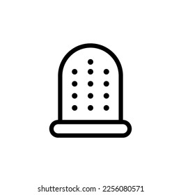 Thimble icon line isolated on white background. Black flat thin icon on modern outline style. Linear symbol and editable stroke. Simple and pixel perfect stroke vector illustration