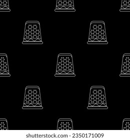 Thimble Icon Seamless Pattern, Sewing Tool, Hard Pitted Cup For Finger Protection Vector Art Illustration