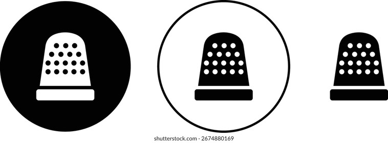 Conjunto de ícones Thimble coleção isolado no fundo transparente, ferramenta de costura proteção de costura dedo símbolo ilustração design vetor gráfico modelo pacote pacote pacote, linha plana estilo contorno mínimo