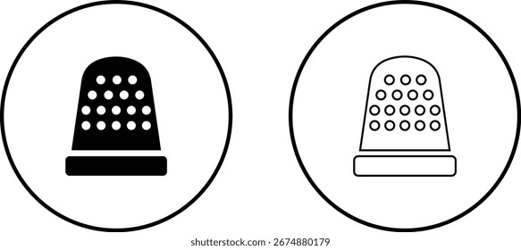 Conjunto de ícones Thimble coleção isolado no fundo transparente, ferramenta de costura proteção de costura dedo símbolo ilustração design vetor gráfico modelo pacote pacote pacote, linha plana estilo contorno mínimo
