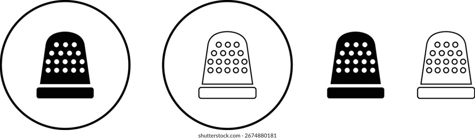 Conjunto de ícones Thimble coleção isolado no fundo transparente, ferramenta de costura proteção de costura dedo símbolo ilustração design vetor gráfico modelo pacote pacote pacote, linha plana estilo contorno mínimo