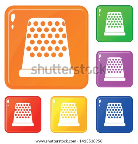 Thimble icons set collection vector 6 color isolated on white background
