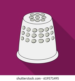 A thimble to protect your fingers when sewing.Sewing or tailoring tools kit single icon in flat style vector symbol stock illustration.