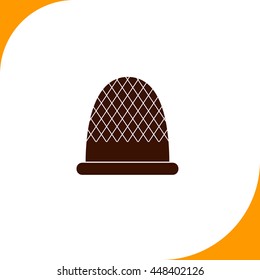 Thimble sign. Brown icon on white background