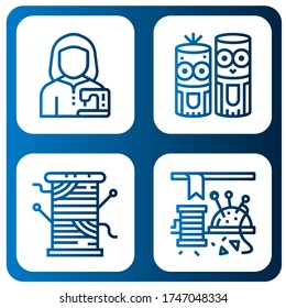 thimble simple icons set. Contains such icons as Tailor, Model craft, Thread, Sewing, can be used for web, mobile and logo