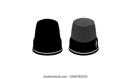 Thimble of tailor, black isolated silhouette