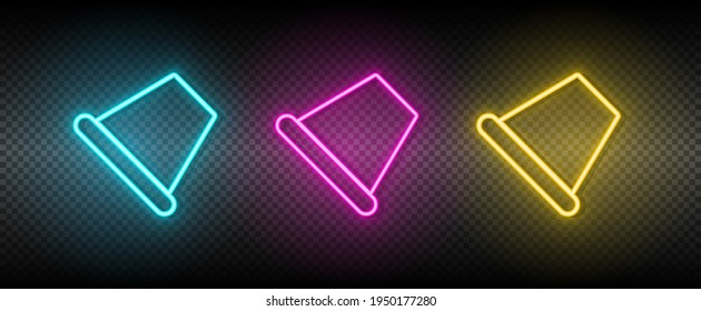 thimble vector icon yellow, pink, blue neon set. Tools vector icon