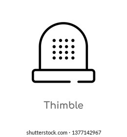 thimble vector line icon. Simple element illustration. thimble outline icon from sew concept. Can be used for web and mobile