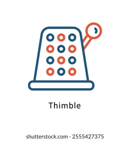 Thimble Vector Two Colors Outline Icon. Eps file 10