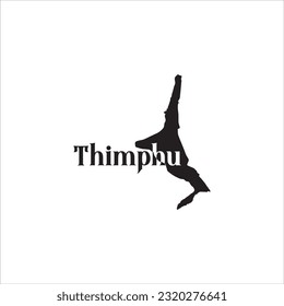 Thimphu City map and black lettering design on white background