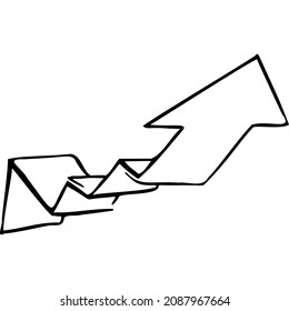 Thin 3d up arrow sketch vector illustration hand draw