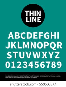 Thin 3D Extruded Font and Alphabet with Numbers | EPS10 Vector