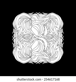 Thin, air, floral pattern of white lines on the delicate blue background.