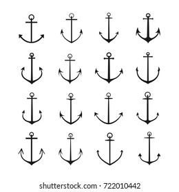 Thin Anchor Icon Vector Set