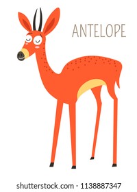 Thin antelope with closed eyes childish character