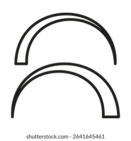 Thin arc icon. Outline curve shape. Abstract segment vector. Minimal contour design.