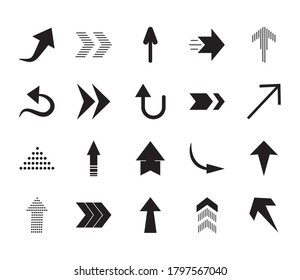 thin arrows and arrows icon set over white background, silhouette style, vector illustration